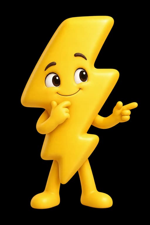Wattie, our friendly yellow lightning mascot, pointing the way